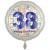 Luftballon aus Folie, Satin Weiß 45 cm rund, Happy Birthday zum 38. Geburtstag, inklusive Helium