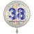 Luftballon aus Folie, Satin Weiß 45 cm rund, Happy Birthday zum 38. Geburtstag, inklusive Helium