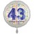 Luftballon aus Folie, Satin Weiß 45 cm rund, Happy Birthday zum 43. Geburtstag, inklusive Helium