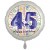 Luftballon aus Folie, Satin Weiß 45 cm rund, Happy Birthday zum 45. Geburtstag, inklusive Helium