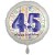 Luftballon aus Folie, Satin Weiß 45 cm rund, Happy Birthday zum 45. Geburtstag