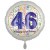 Luftballon aus Folie, Satin Weiß 45 cm rund, Happy Birthday zum 46. Geburtstag, inklusive Helium