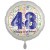 Luftballon aus Folie, Satin Weiß 45 cm rund, Happy Birthday zum 48. Geburtstag, inklusive Helium