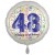 Luftballon aus Folie, Satin Weiß 45 cm rund, Happy Birthday zum 48. Geburtstag, inklusive Helium