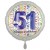 Luftballon aus Folie, Satin Weiß 45 cm rund, Happy Birthday zum 51. Geburtstag, inklusive Helium