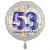 Luftballon aus Folie, Satin Weiß 45 cm rund, Happy Birthday zum 53. Geburtstag, inklusive Helium