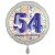 Luftballon aus Folie, Satin Weiß 45 cm rund, Happy Birthday zum 54. Geburtstag, inklusive Helium