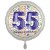Luftballon aus Folie, Satin Weiß 45 cm rund, Happy Birthday zum 55. Geburtstag, inklusive Helium