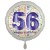 Luftballon aus Folie, Satin Weiß 45 cm rund, Happy Birthday zum 56. Geburtstag, inklusive Helium