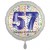 Luftballon aus Folie, Satin Weiß 45 cm rund, Happy Birthday zum 57. Geburtstag, inklusive Helium