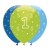 Luftballons, Latexballons Happy 1 Birthday / Blau, Hellblau & Grün