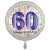 Luftballon aus Folie, Satin Weiß 45 cm rund, Happy Birthday zum 60. Geburtstag, inklusive Helium