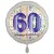 Luftballon aus Folie, Satin Weiß 45 cm rund, Happy Birthday zum 60. Geburtstag
