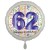 Luftballon aus Folie, Satin Weiß 45 cm rund, Happy Birthday zum 62. Geburtstag