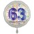 Luftballon aus Folie, Satin Weiß 45 cm rund, Happy Birthday zum 63. Geburtstag