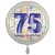 Luftballon aus Folie, Satin Weiß 45 cm rund, Happy Birthday zum 75. Geburtstag