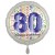 Luftballon aus Folie, Satin Weiß 45 cm rund, Happy Birthday zum 80. Geburtstag, inklusive Helium