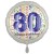 Luftballon aus Folie, Satin Weiß 45 cm rund, Happy Birthday zum 80. Geburtstag