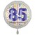 Luftballon aus Folie, Satin Weiß 45 cm rund, Happy Birthday zum 85. Geburtstag, inklusive Helium