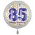 Luftballon aus Folie, Satin Weiß 45 cm rund, Happy Birthday zum 85. Geburtstag