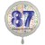 Luftballon aus Folie, Satin Weiß 45 cm rund, Happy Birthday zum 87. Geburtstag