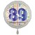 Luftballon aus Folie, Satin Weiß 45 cm rund, Happy Birthday zum 89. Geburtstag, inklusive Helium