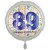 Luftballon aus Folie, Satin Weiß 45 cm rund, Happy Birthday zum 89. Geburtstag