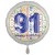 Luftballon aus Folie, Satin Weiß 45 cm rund, Happy Birthday zum 91. Geburtstag, inklusive Helium