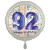 Luftballon aus Folie, Satin Weiß 45 cm rund, Happy Birthday zum 92. Geburtstag