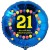 Luftballon aus Folie mit Helium, 21. Geburtstag, Blau, Balloons