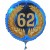 Luftballon aus Folie mit Helium, Zahl 62 im Lorbeerkranz, zu Geburtstag, Jubiläum und Jahrestag
