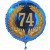Luftballon aus Folie mit Helium, Zahl 74 im Lorbeerkranz, zu Geburtstag, Jubiläum und Jahrestag