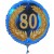Luftballon aus Folie mit Helium, 80. Geburtstag, Zahl 80 im Lorbeerkranz