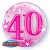 Luftballon zum 40. Geburtstag, Pink, Bubble Luftballon (ohne Helium)
