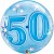Luftballon zum 50. Geburtstag, Blau, Bubble Luftballon (ohne Helium)