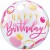 Happy Birthday Pink & Gold Dots, Bubble Luftballon (mit Helium)
