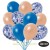 30er Luftballon-Set Metallic, 10 Blau-Konfetti,10 Metallic-Blau und 10 Metallic-Lachs Luftballons