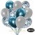 30er Luftballon-Set, 10 Blau-Konfetti, 10 Metallic-Silber und 10 Chrome-Blau Luftballons