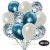 30er Luftballon-Set, 10 Blau-Konfetti, 10 Metallic-Weiss und 10 Chrome-Blau Luftballons