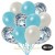 30er Luftballon-Set Metallic, 10 Hellblau-Konfetti,10 Metallic-Hellblau und 10 Metallic-Weiß Luftballons