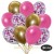 30er Luftballon-Set, 10 Rosa-Konfetti, 10 Metallic-Pink und 10 Chrome-Gold Luftballons