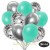 30er Luftballon-Set, 10 Silber-Konfetti, 10 Metallic-Aquamarin und 10 Chrome-Silber Luftballons