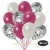 30er Luftballon-Set Metallic, 10 Silber-Konfetti,10 Metallic-Burgund und 10 Metallic-Weiß Luftballons