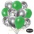 30er Luftballon-Set, 10 Silber-Konfetti, 10 Metallic-Grün und 10 Chrome-Silber Luftballons