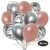 30er Luftballon-Set, 10 Silber-Konfetti, 10 Metallic-Roségold und 10 Chrome-Silber Luftballons