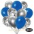 30er Luftballon-Set, 10 Silber-Konfetti, 10 Metallic-Royalblau und 10 Chrome-Silber Luftballons