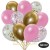 30er Luftballon-Set, 5 Rosa, 5 Gold-Konfetti,10 Metallic-Rosé und 10 Chrome-Gold Luftballons