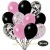 30er Luftballon-Set Metallic, 5 Rosa-Konfetti, 5 Schwarz-Konfetti,10 Metallic-Rosé und 10 Metallic-Schwarz Luftballons