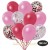 30er Luftballon-Set Metallic, 5 Rot-Konfetti, 5 Rosa-Konfetti,10 Metallic-Rot und 10 Metallic-Rosé Luftballons