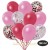 30er Luftballon-Set Metallic, 5 Rot-Konfetti, 5 Rosa-Konfetti,10 Metallic-Rot und 10 Metallic-Rosé Luftballons